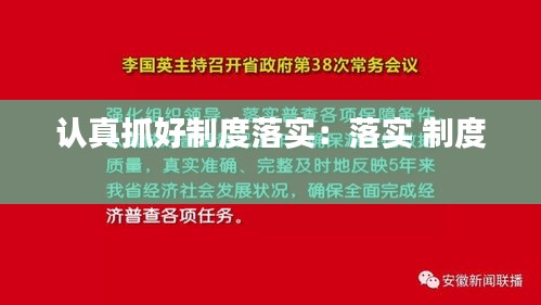 认真抓好制度落实:落实 制度