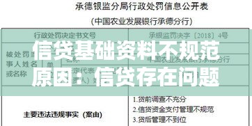 信贷基础资料不规范原因:信贷存在问题原因
