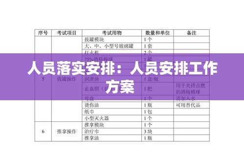人员落实安排:人员安排工作方案