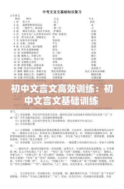 初中文言文高效训练:初中文言文基础训练