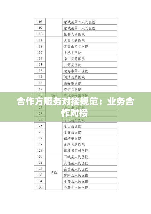 合作方服务对接规范:业务合作对接