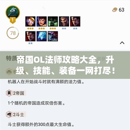 帝国OL法师攻略大全,升级、技能、装备一网打尽!