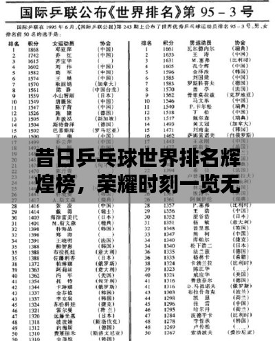 昔日乒乓球世界排名辉煌榜,荣耀时刻一览无余