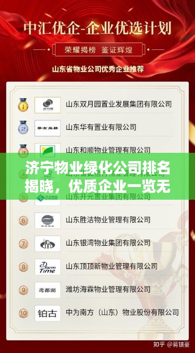 济宁物业绿化公司排名揭晓,优质企业一览无余!