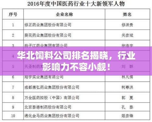 华北饲料公司排名揭晓,行业影响力不容小觑!