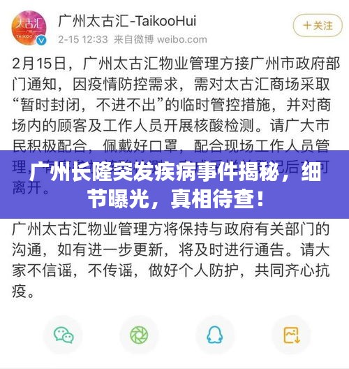 广州长隆突发疾病事件揭秘,细节曝光,真相待查!
