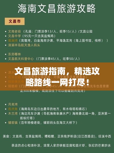 文昌旅游指南,精选攻略路线一网打尽!