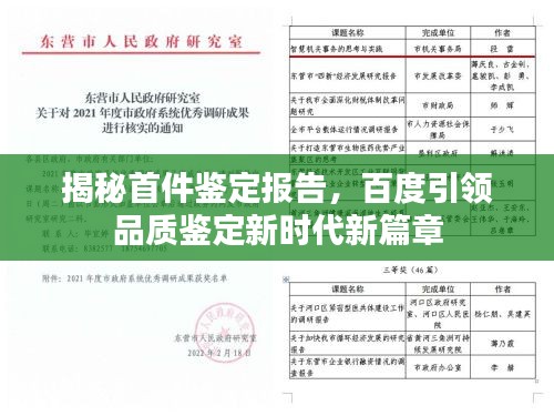 揭秘首件鉴定报告,百度引领品质鉴定新时代新篇章