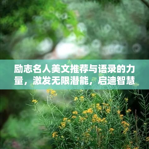 励志名人美文推荐与语录的力量,激发无限潜能,启迪智慧人生