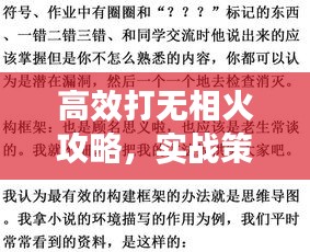 高效打无相火攻略,实战策略与实践