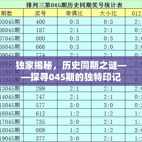 独家揭秘,历史同期之谜——探寻045期的独特印记