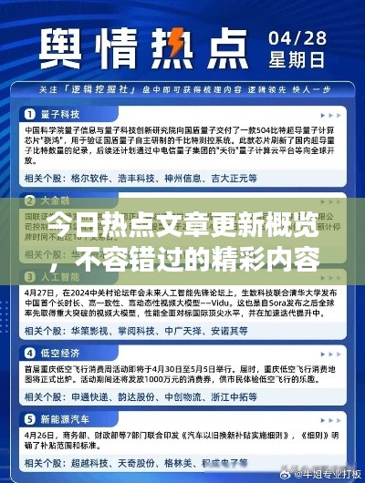 今日热点文章更新概览,不容错过的精彩内容更新!