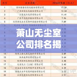 萧山无尘室公司排名揭晓,行业影响力揭秘