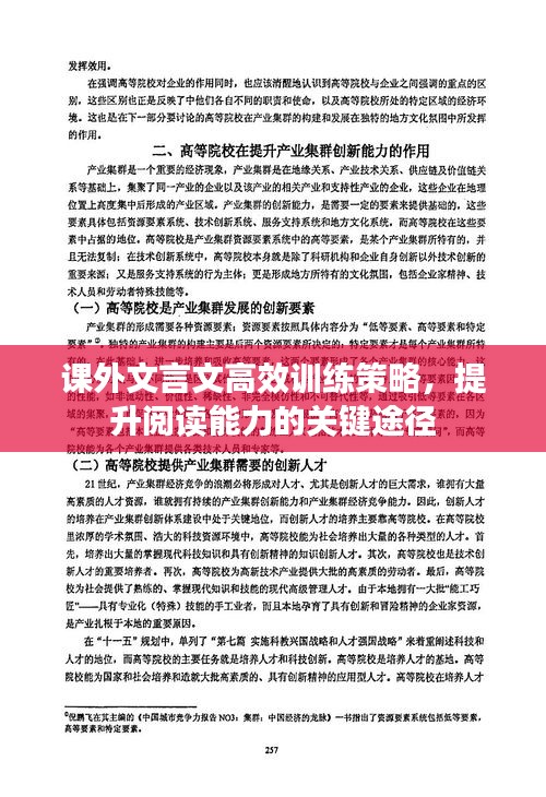 课外文言文高效训练策略,提升阅读能力的关键途径