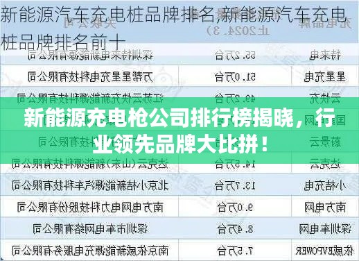 新能源充电枪公司排行榜揭晓,行业领先品牌大比拼!