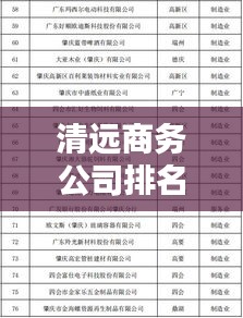 清远商务公司排名揭晓,行业巨头榜单揭秘!