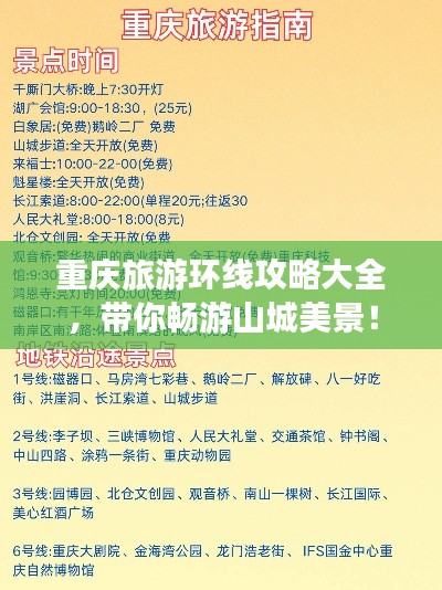 重庆旅游环线攻略大全,带你畅游山城美景!