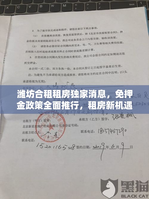 潍坊合租租房独家消息,免押金政策全面推行,租房新机遇!