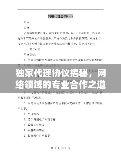 独家代理协议揭秘,网络领域的专业合作之道