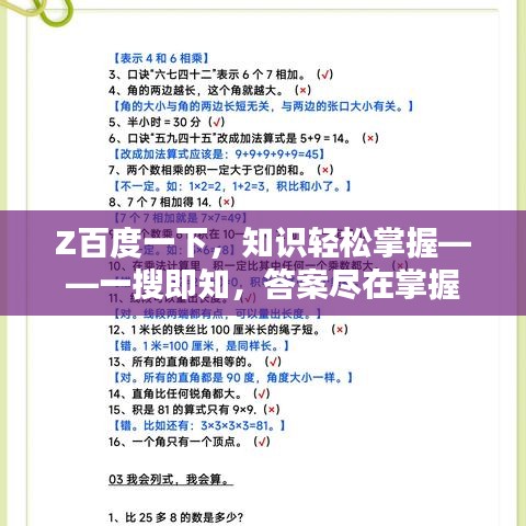 Z百度一下,知识轻松掌握——一搜即知,答案尽在掌握