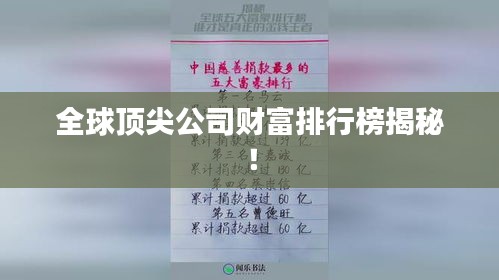 全球顶尖公司财富排行榜揭秘!