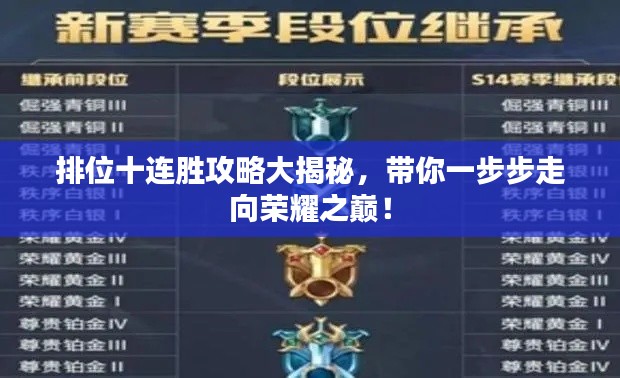 排位十连胜攻略大揭秘,带你一步步走向荣耀之巅!