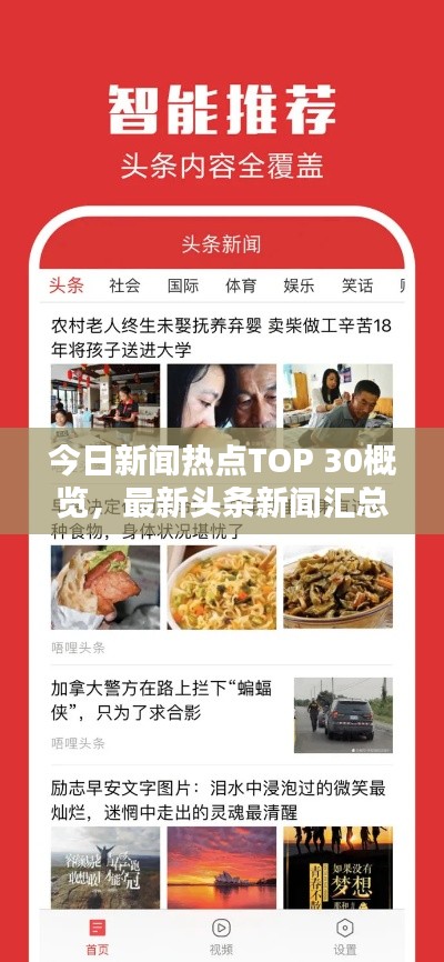 今日新闻热点TOP 30概览,最新头条新闻汇总