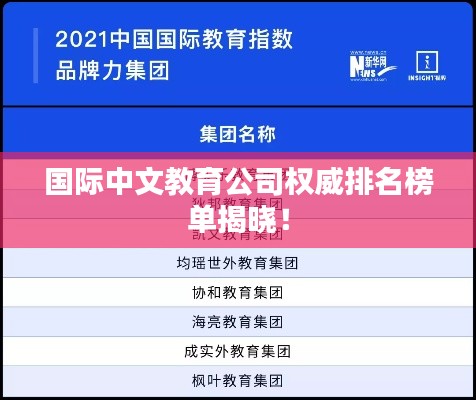 国际中文教育公司权威排名榜单揭晓!