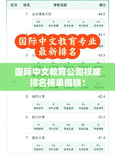 国际中文教育公司权威排名榜单揭晓!