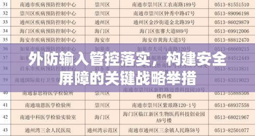 外防输入管控落实,构建安全屏障的关键战略举措
