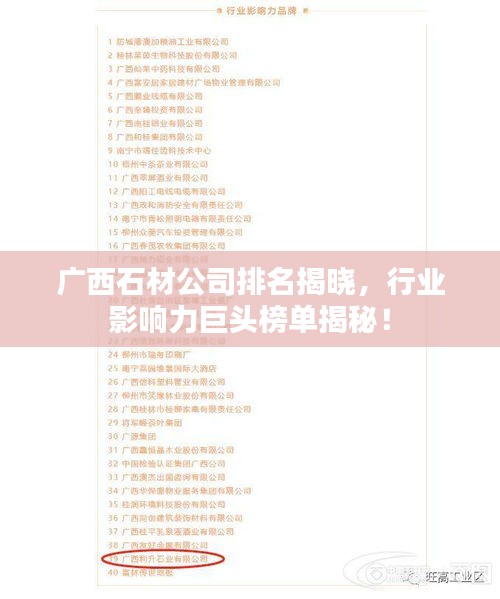 广西石材公司排名揭晓,行业影响力巨头榜单揭秘!