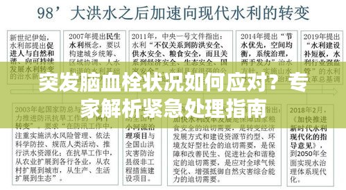 突发脑血栓状况如何应对?专家解析紧急处理指南
