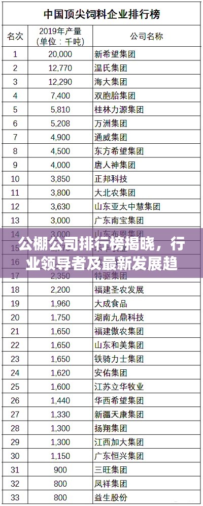 公棚公司排行榜揭晓,行业领导者及最新发展趋势全解析
