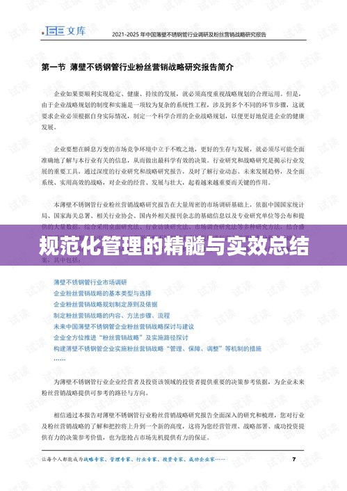 规范化管理的精髓与实效总结