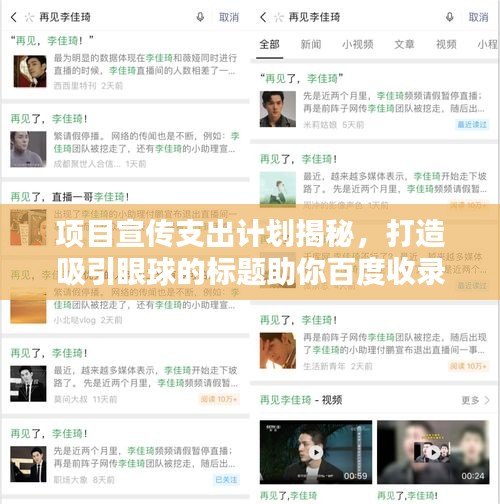 项目宣传支出计划揭秘,打造吸引眼球的标题助你百度收录!