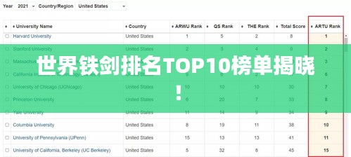 世界铁剑排名TOP10榜单揭晓!