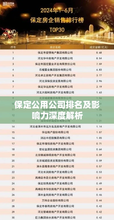 保定公用公司排名及影响力深度解析