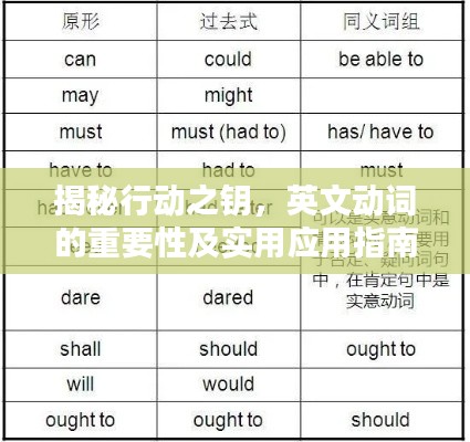 揭秘行动之钥,英文动词的重要性及实用应用指南