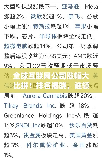 全球互联网公司涨幅大比拼!排名揭晓,谁领风骚?