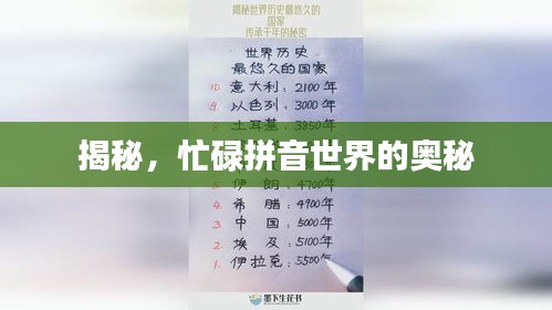 揭秘,忙碌拼音世界的奥秘
